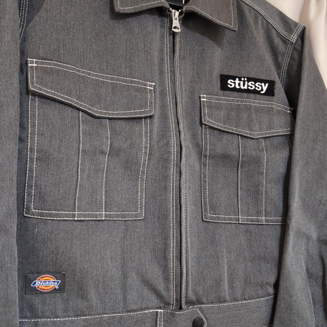 【美品】 ステューシー ディッキーズ コラボ ジャケット ロゴ グレー