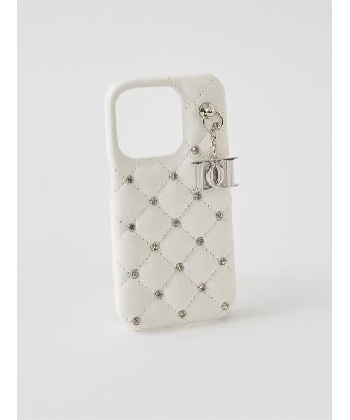 Darich キルティングビジューDDチャームiPhoneケース　15Pro　白