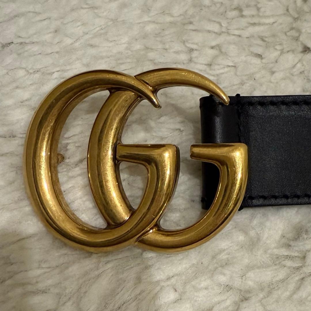 GUCCI☆グッチ☆ダブルGワイドベルト☆ブラック GGロゴ