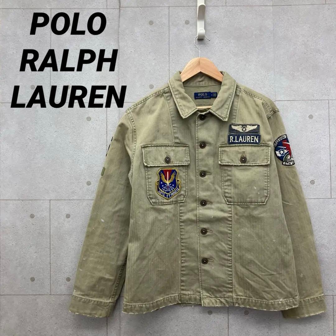POLO RALPH LAUREN ミリタリージャケット ワッペン M カーキ