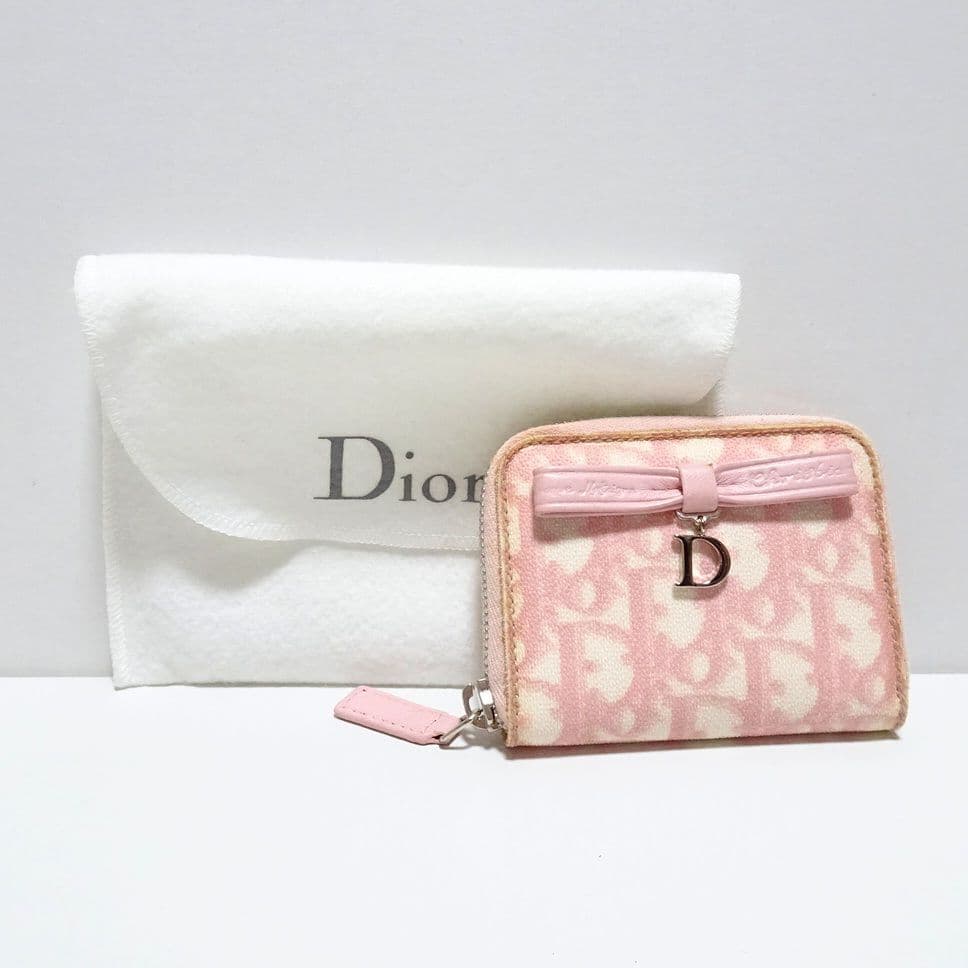 クリスチャンディオール ピンク トロッター リボン ケース /M202