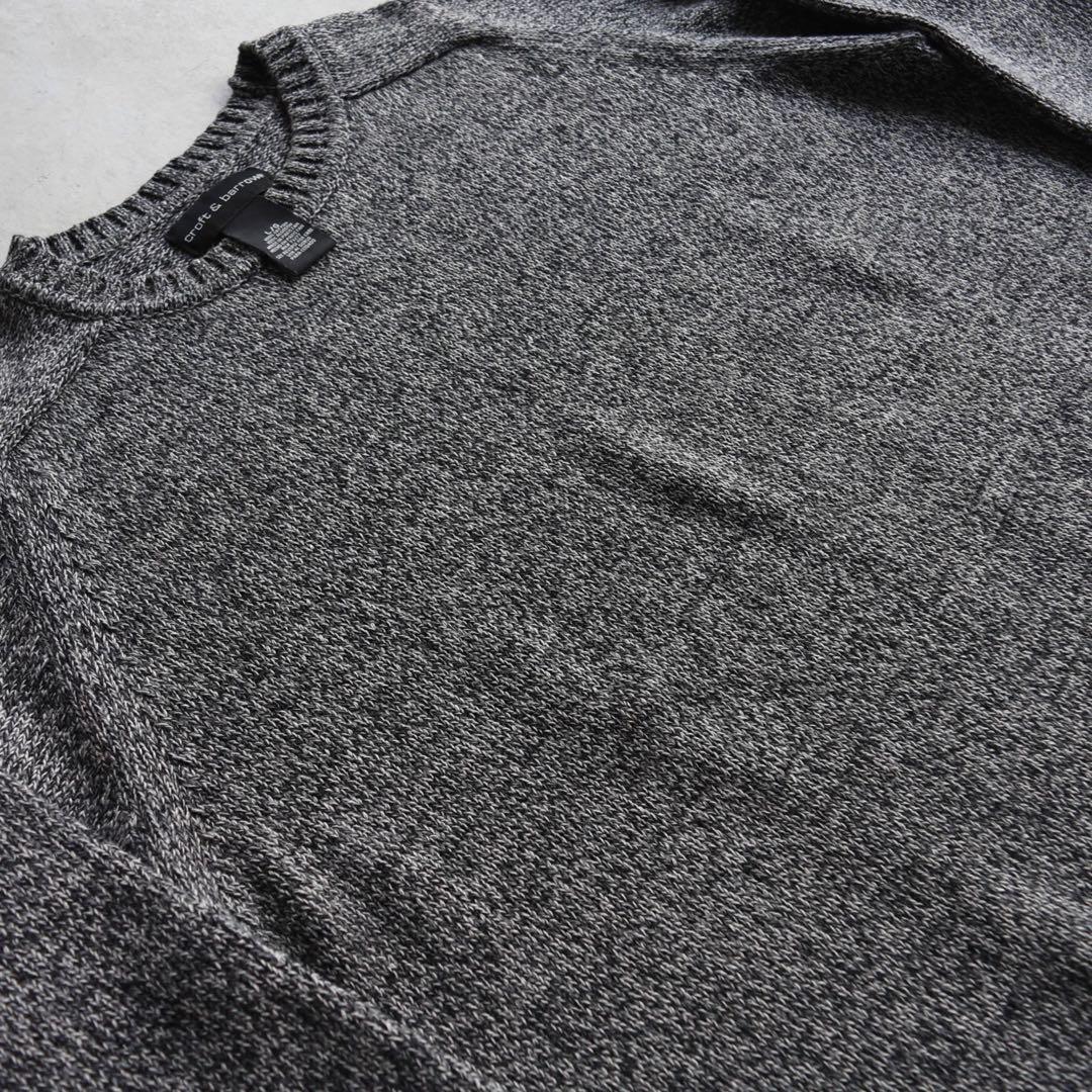 90s クラフト&バロー 霜降り MIX コットンニットセーター 白黒