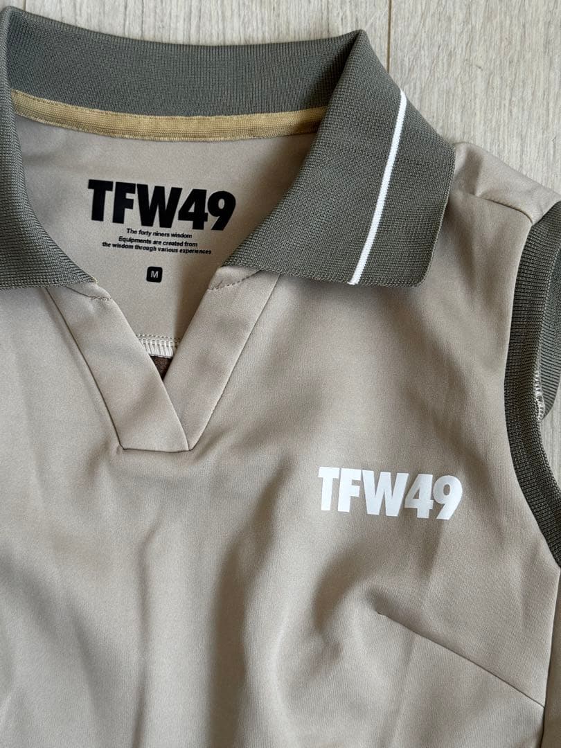 TFW49 SLEEVELESS ONEPIECEベージュポロワンピースサイズM