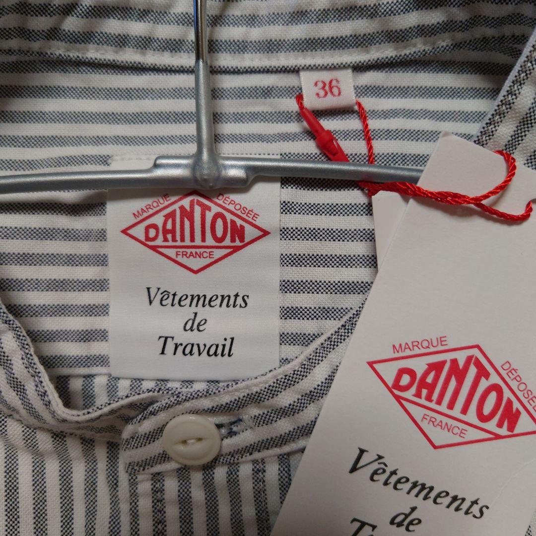 【新品タグ付き】DANTON ストライプバンドカラーシャツ シャツ