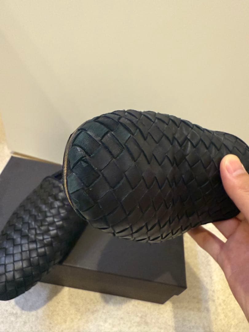 Bottega veneta ソッティーニ 編み込みレザー 黒ミュール25(39
