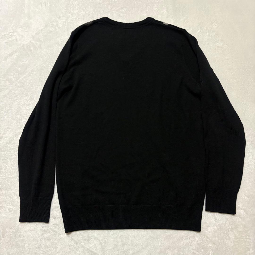 未着用　フレッドペリー　メリノウール　ニット　アーガイル　黒色　月桂樹　ロゴ刺繍