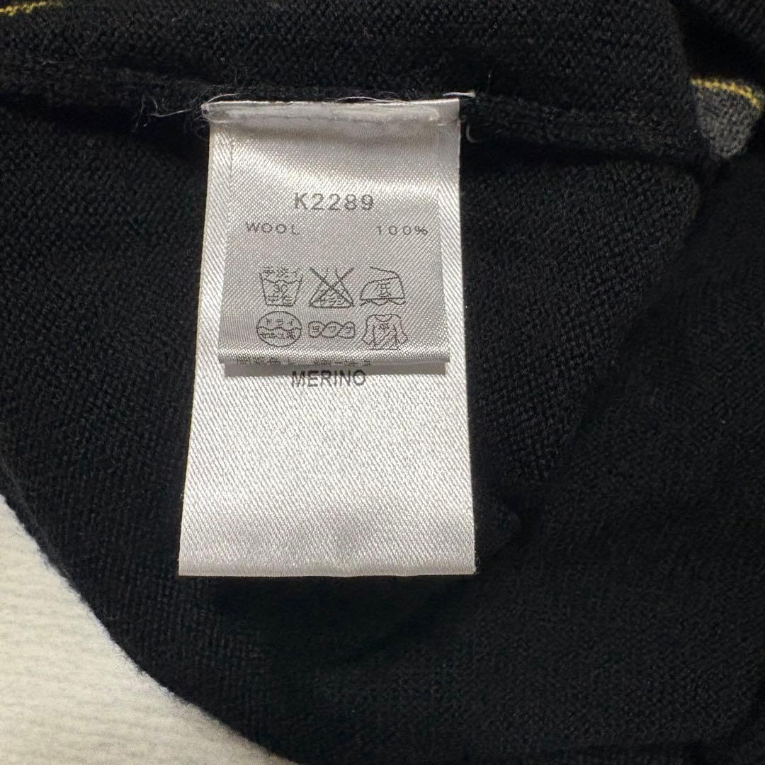 未着用　フレッドペリー　メリノウール　ニット　アーガイル　黒色　月桂樹　ロゴ刺繍