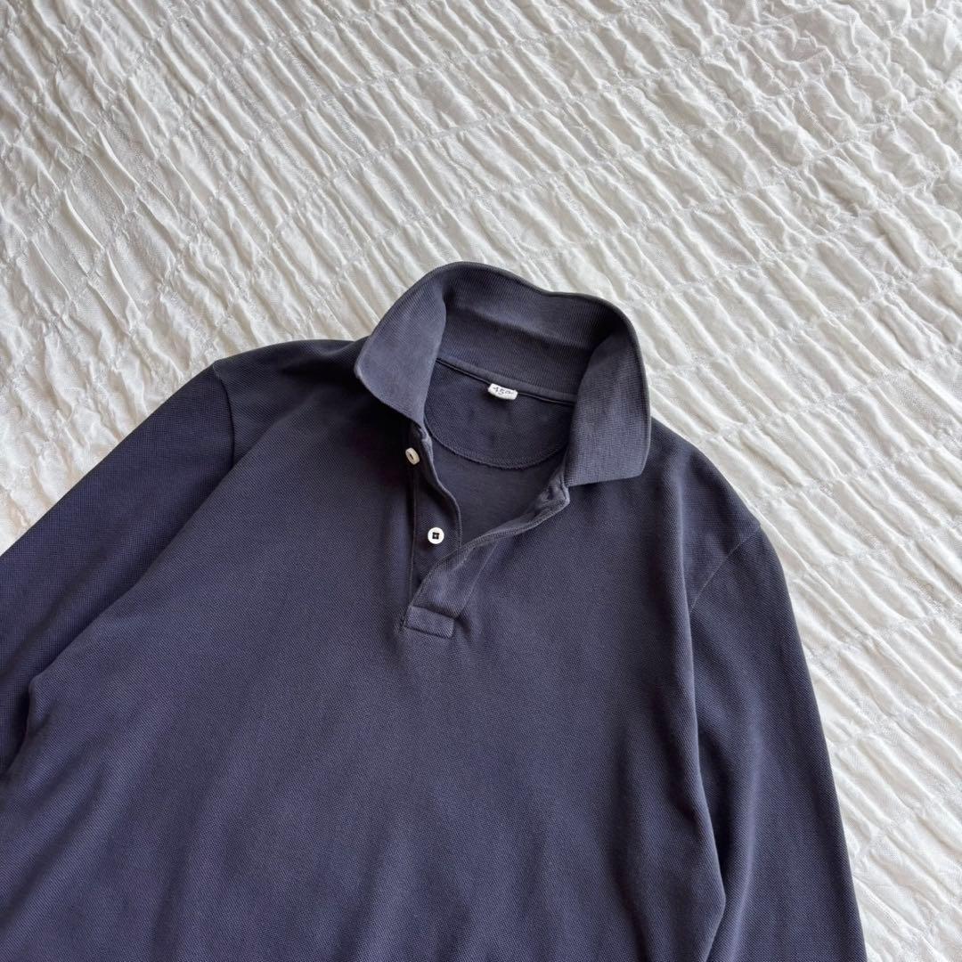 【美品】 45R スーピマカノコ四角ポロ 現行モデル ポロシャツ 刺繍ロゴ