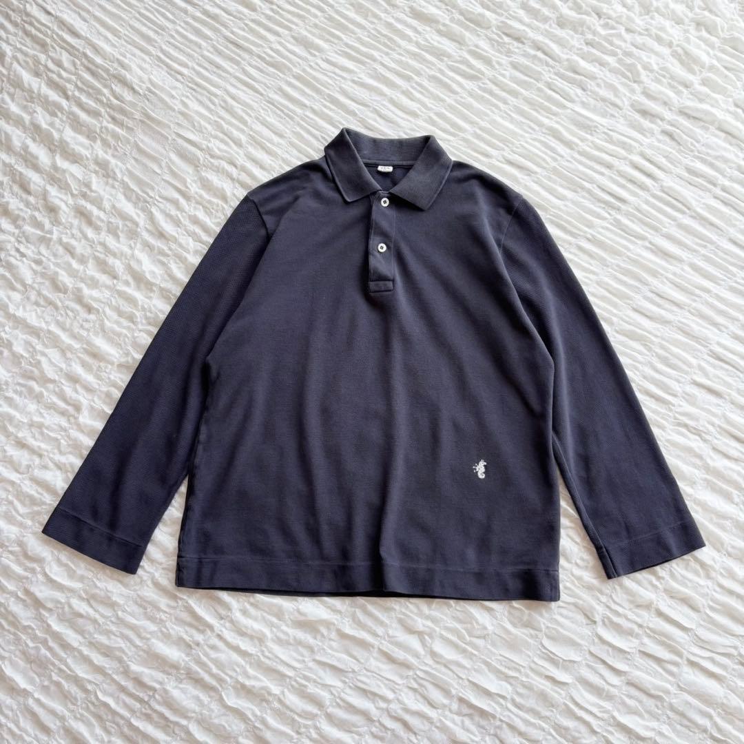 【美品】 45R スーピマカノコ四角ポロ 現行モデル ポロシャツ 刺繍ロゴ