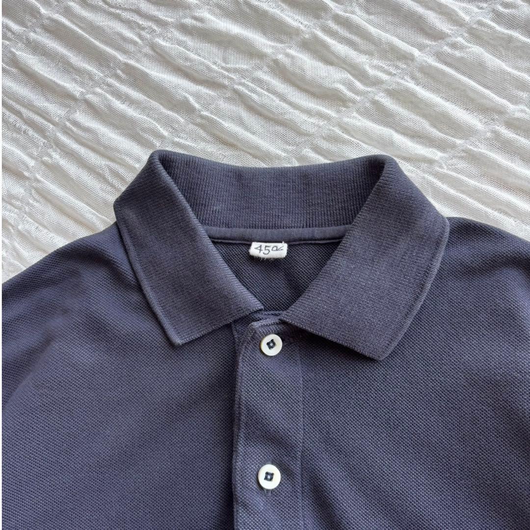 【美品】 45R スーピマカノコ四角ポロ 現行モデル ポロシャツ 刺繍ロゴ