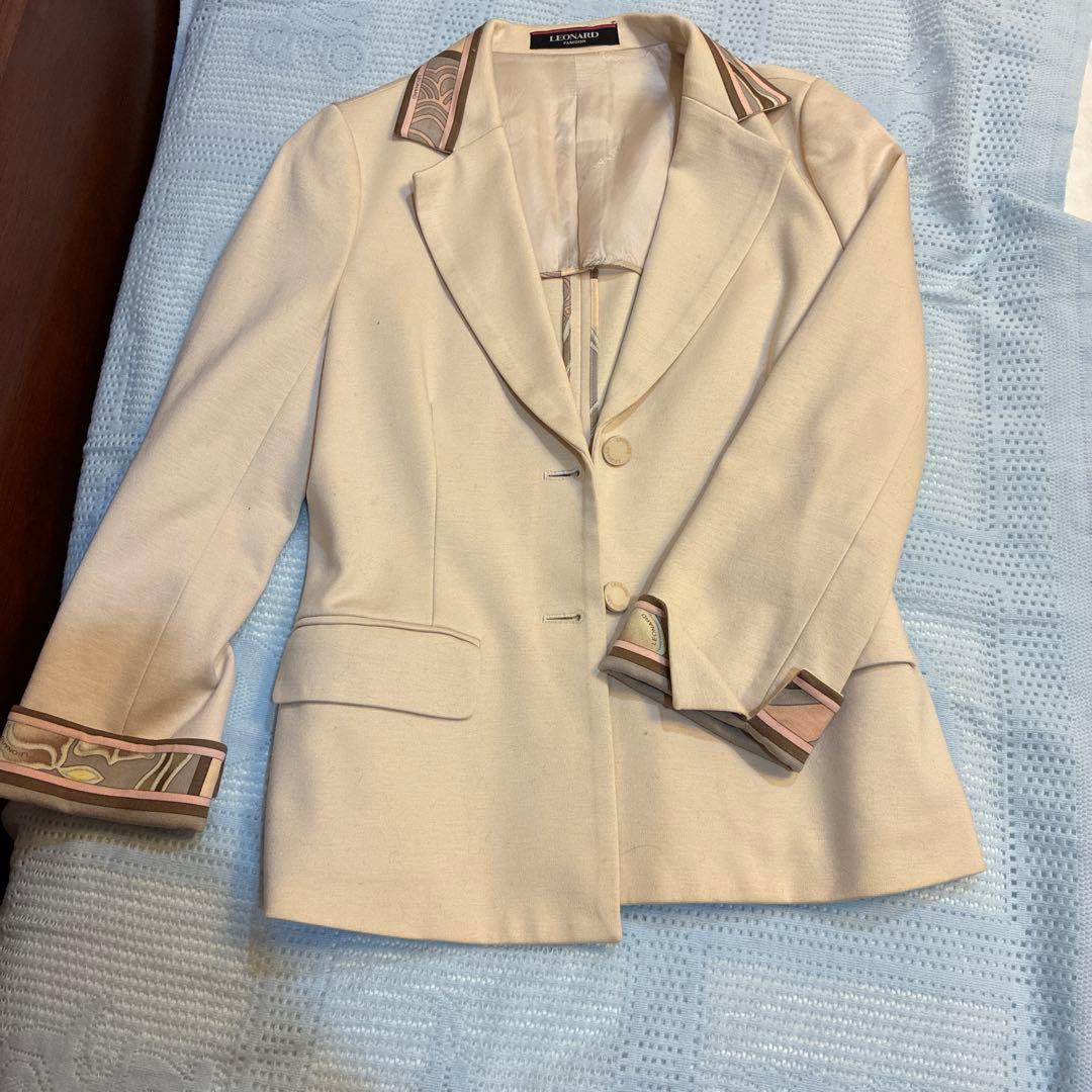 LEONARD テーラードジャケット サイズ40 アイボリー