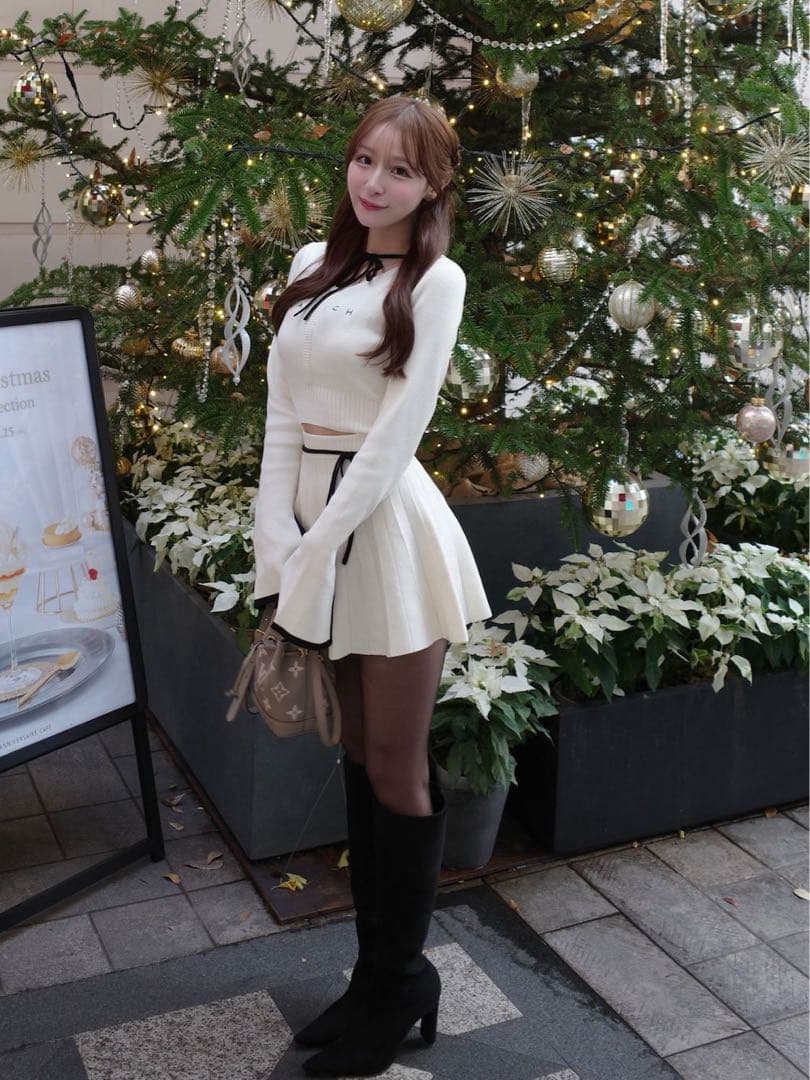 ダーリッチ Darichウエストオープンリボンデザインニットミニワンピース♡