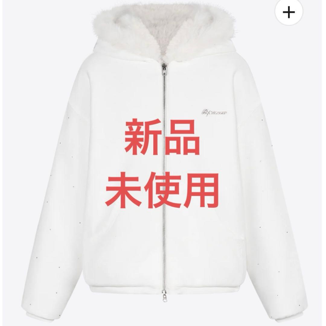 ANDWANG Kirakira 2way fur zip up white 白