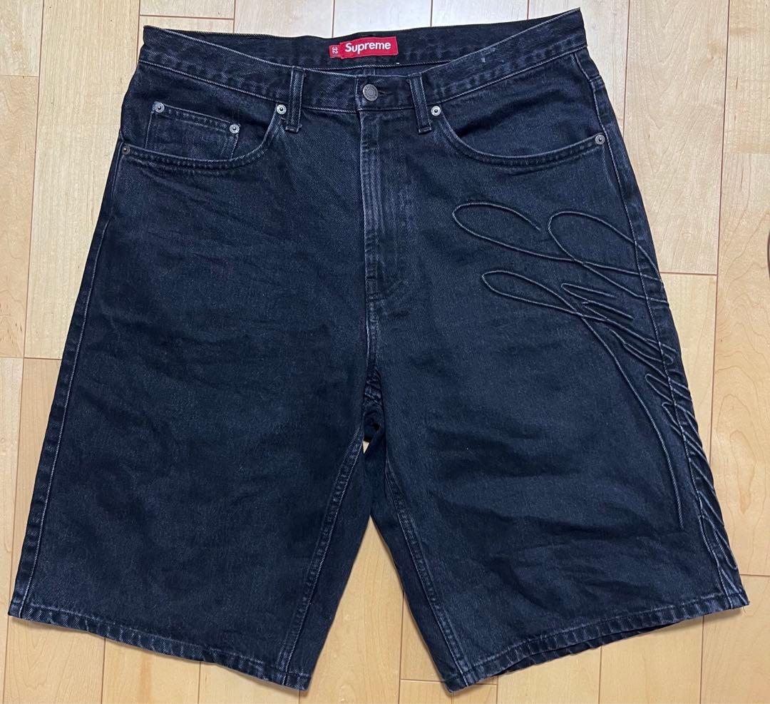 パンツ Supreme script baggy denim shorts 24ss