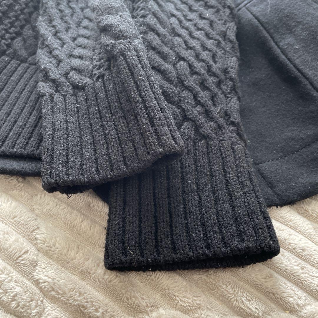 sacai ぺプラム ウールメルトン ニットドッキング ライダースジャケット