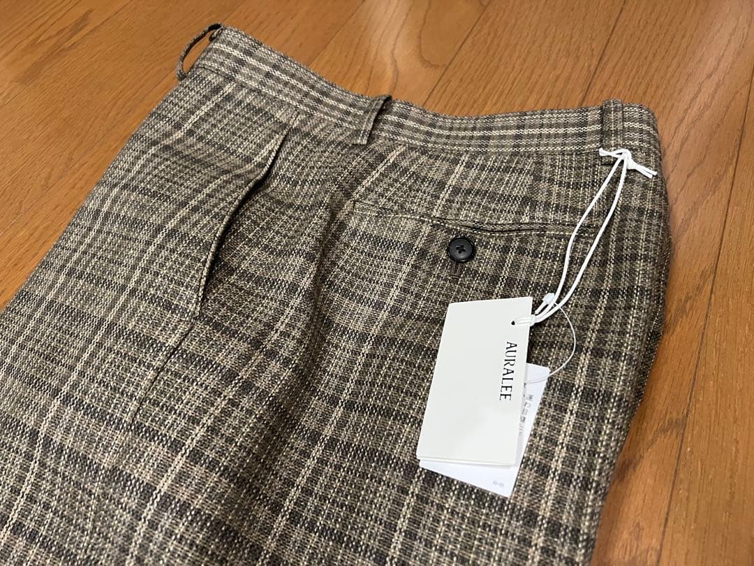 AURALEE SILK LINEN NEP CHECK SLACKS サイズ3