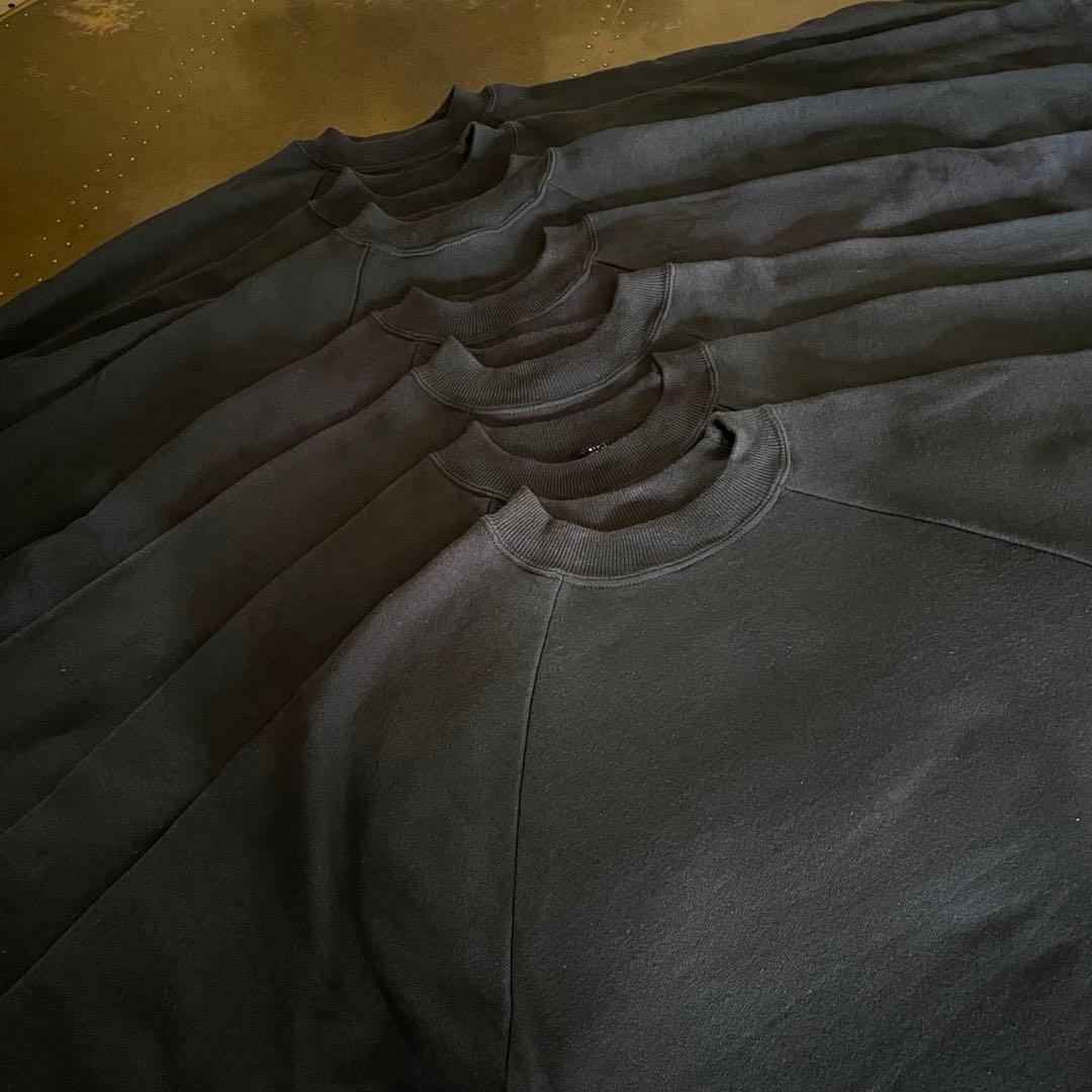 デッドストック 90s Hanes ラグランスウェットS ブラック 7枚セット