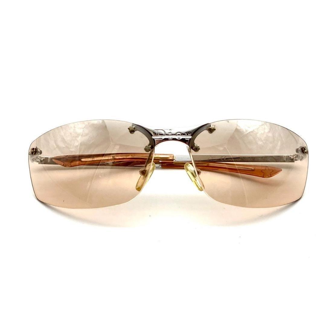 クリスチャンディオール サングラス メタル ピンクブラウン シルバー 71027