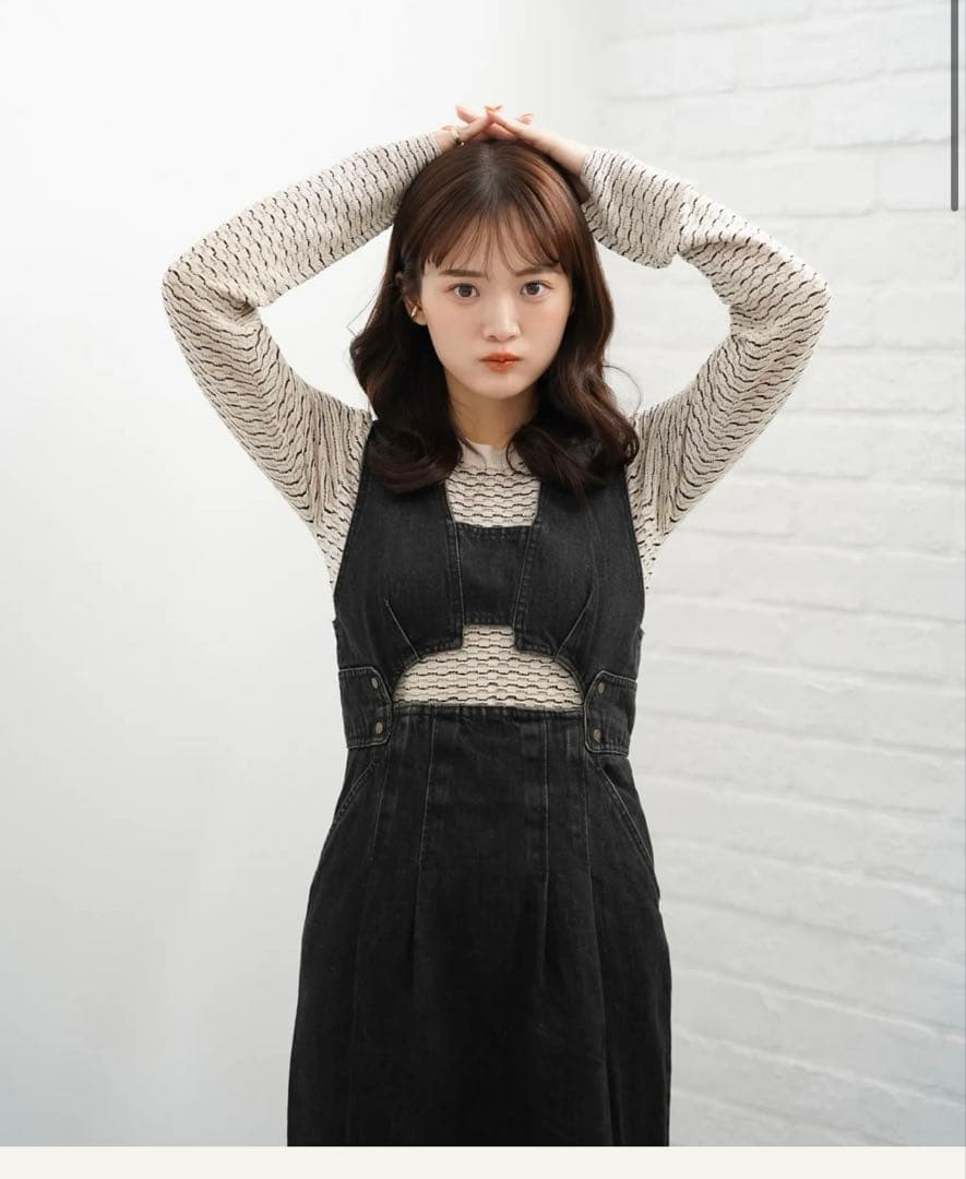 ウェーブボーダーニットトップス ピヌエ　アイボリー