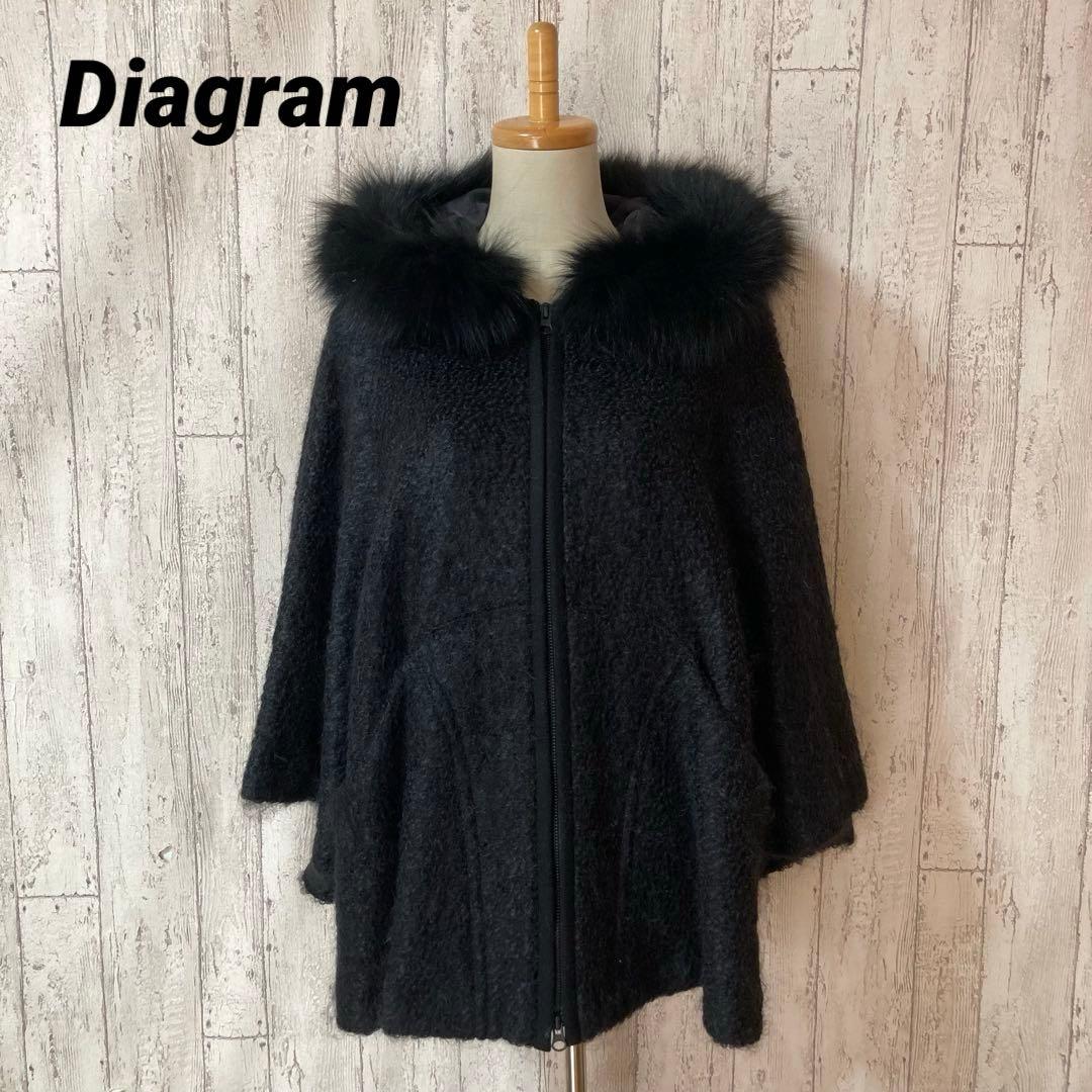 Diagram ダイアグラム フォックスファー モヘヤ ケープコート ポンチョ