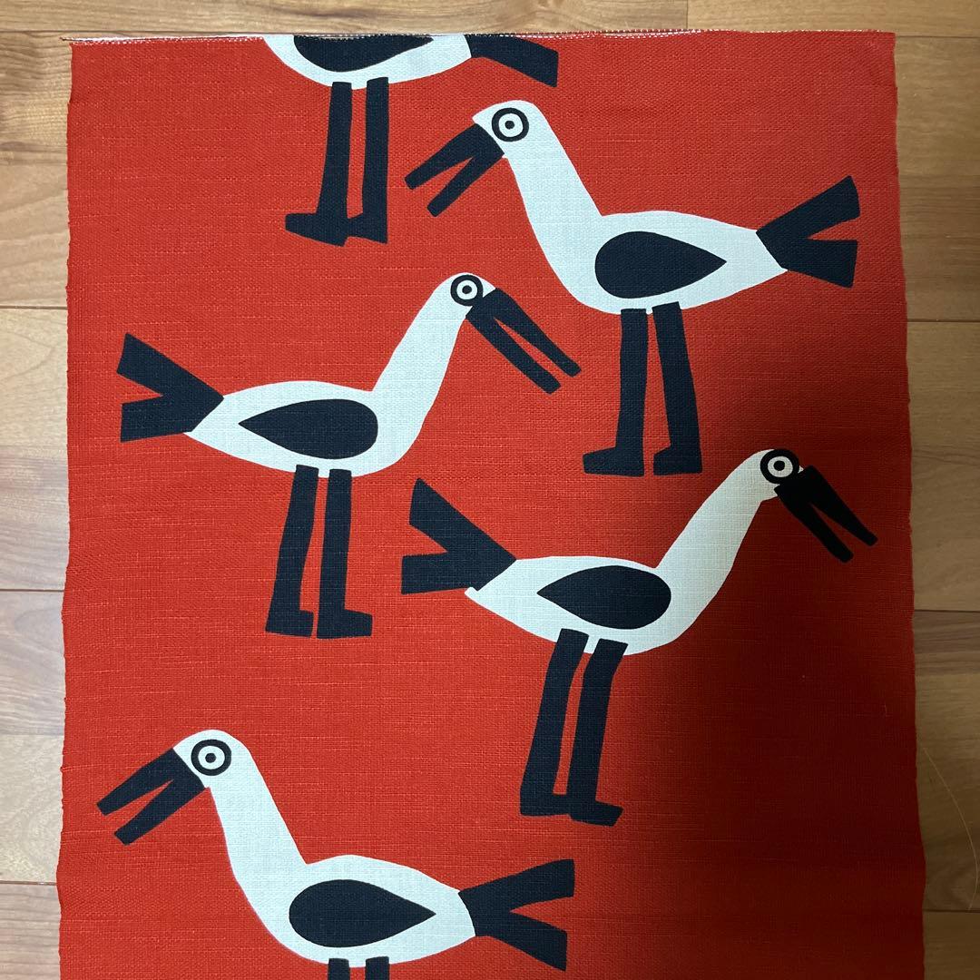 柚木沙弥郎 / 小巾布 「コウノトリ」 シルクスクリーン（手捺染）