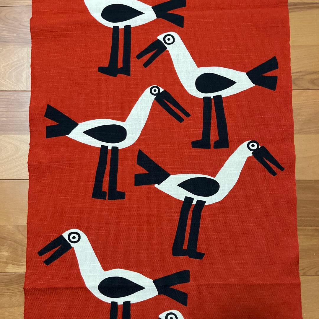 柚木沙弥郎 / 小巾布 「コウノトリ」 シルクスクリーン（手捺染）