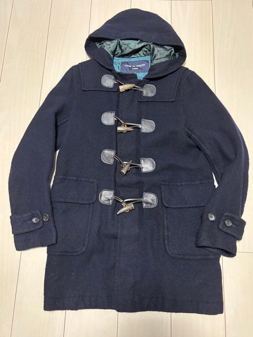 コムデギャルソンオム　縮絨　ダッフルコート　ネイビー　XS