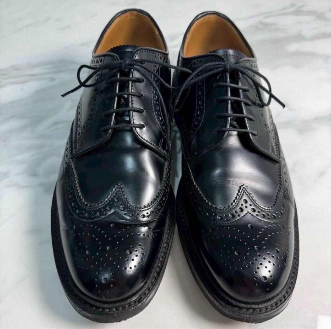 ブラックウィングチップビジネスシューズ