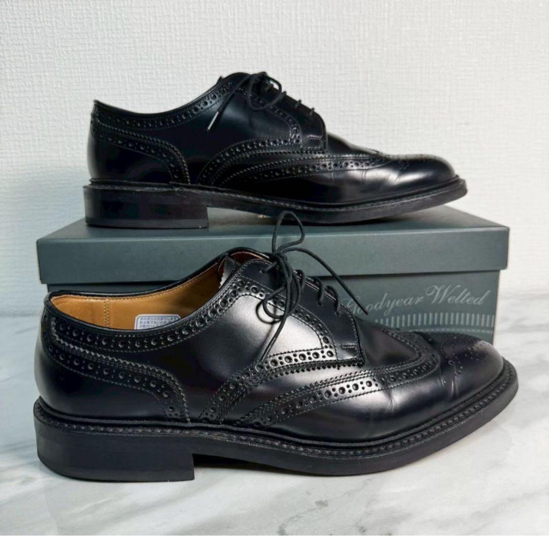 ブラックウィングチップビジネスシューズ