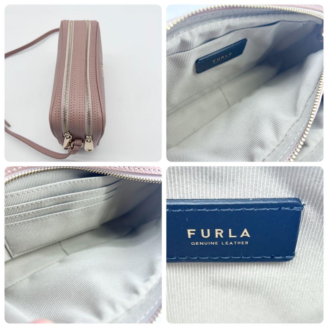 C226 未使用級 フルラ リリー レザー カメラバッグ ピンク系 2層 金具