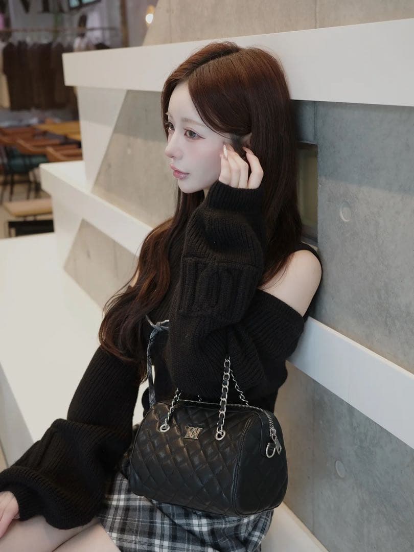 Darich ドッキングミドルウエストニットミニワンピース BLK