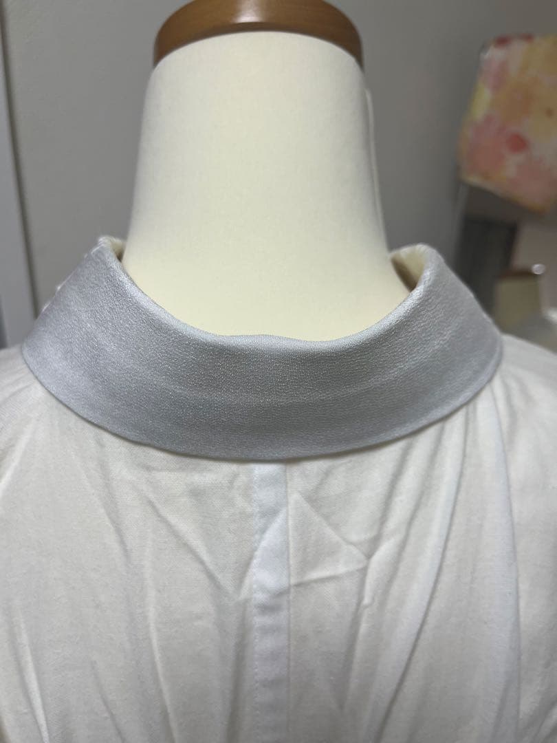 衿秀「き楽っく」専用替え衿 刺繍半襟白地 「白金七宝梅宝尽し」