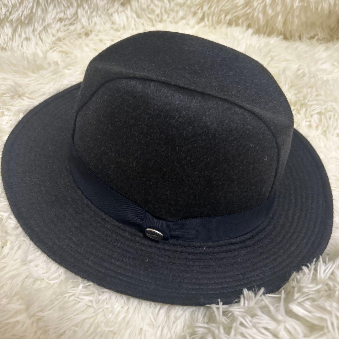 【未使用タグ付き】ボルサリーノ ハット 中折れ カシミヤ100%　黒　59cm