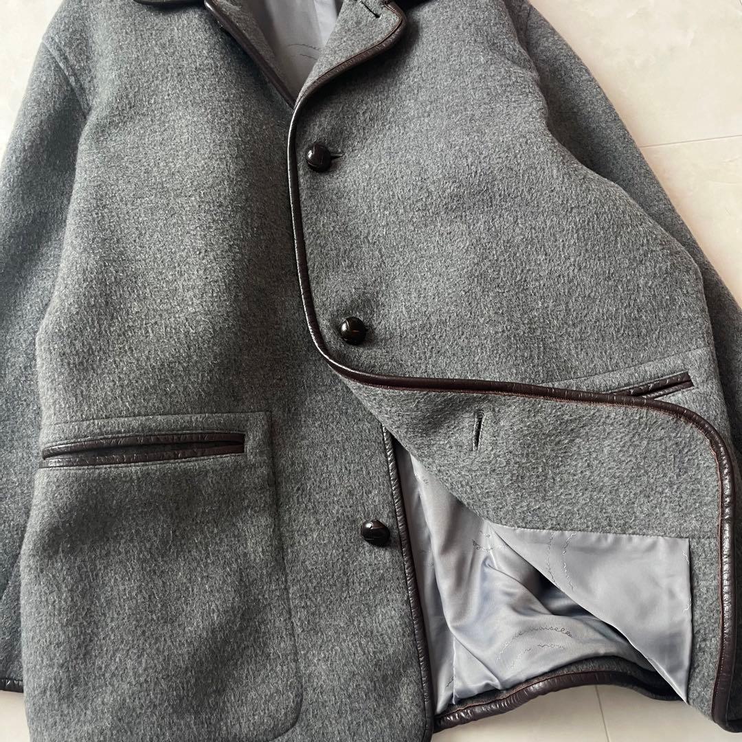 マドモアゼルノンノン　ウールコートジャケット　くるみボタン　グレー