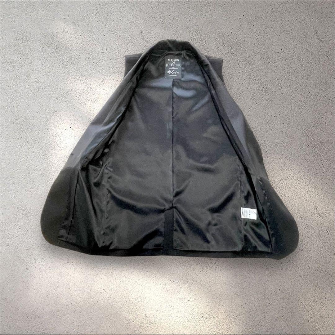 美品 リーファー ドレスジレ 38 黒 梨花 CHAMBRE ショールカラー