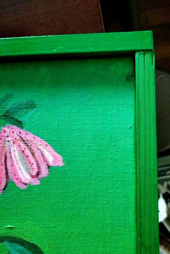 油彩画　クリスマスローズ　自作の額縁です。