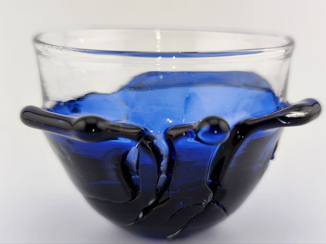 未使用美品☆由水常雄 破れガラス 被せガラス ぐい呑（切子、江戸切子、薩摩切子）