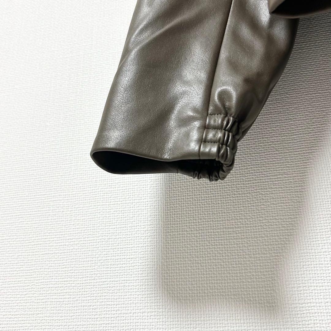 セオリーリュクス　ノーカラーレザージャケット　ブラウン　ベージュ　38