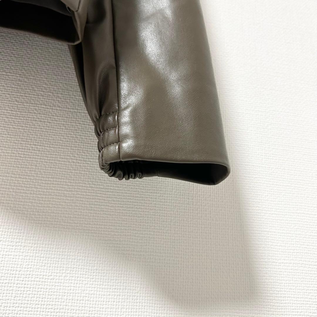 セオリーリュクス　ノーカラーレザージャケット　ブラウン　ベージュ　38