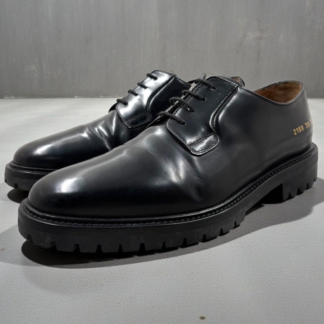 美品 コモンプロジェクト ダービーシューズ 革靴 39 ブラック カーフレザー