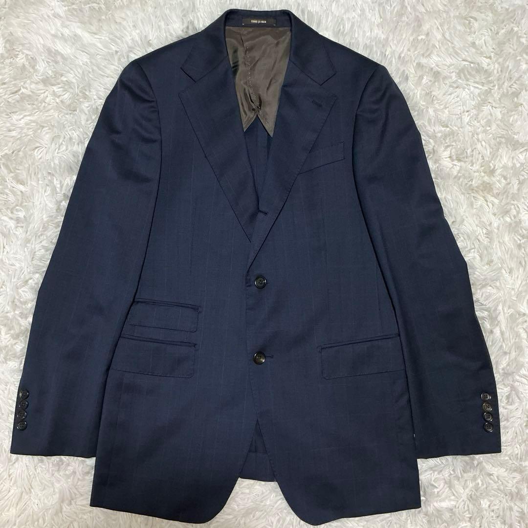 極美品⭐︎コムサメン スリーピーススーツ チェルッティ ウィンドウペン 紺 L