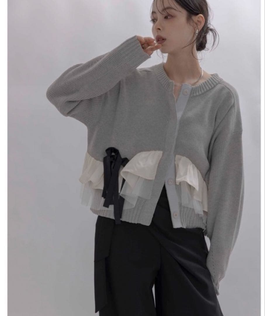Eimee Law ランダムリボン　フリルカーディガン