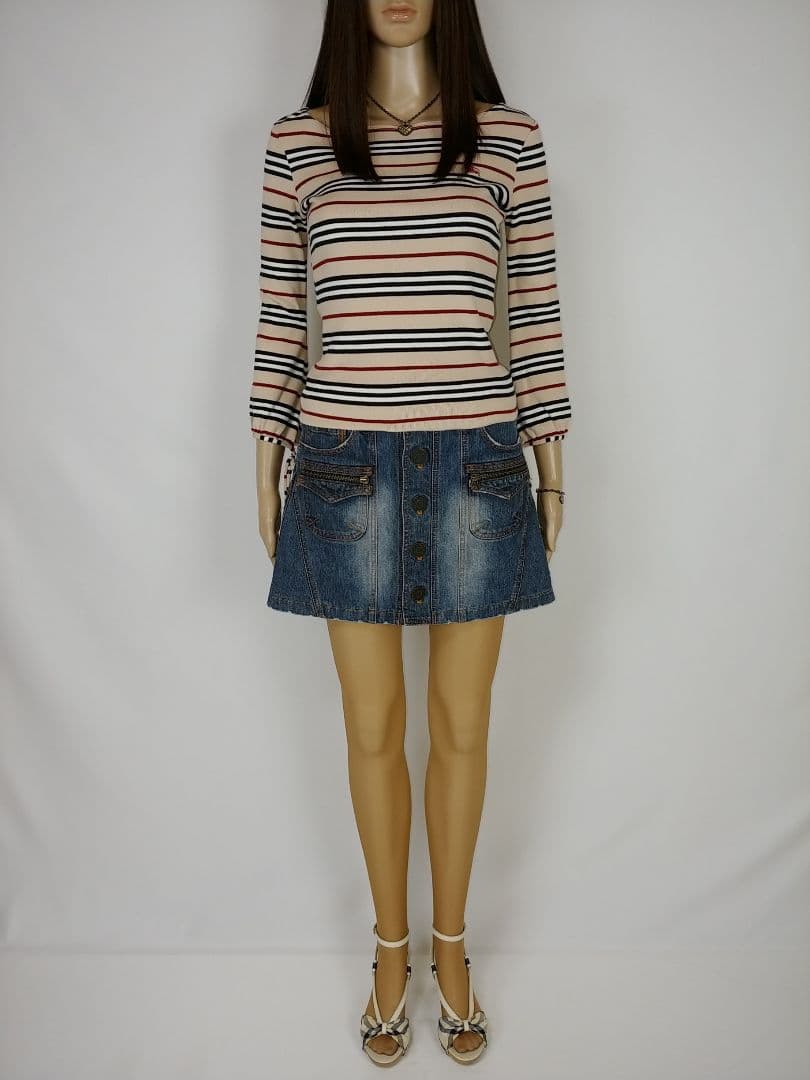 バーバリーブルーレーベル フロントボタンデニムミニスカート