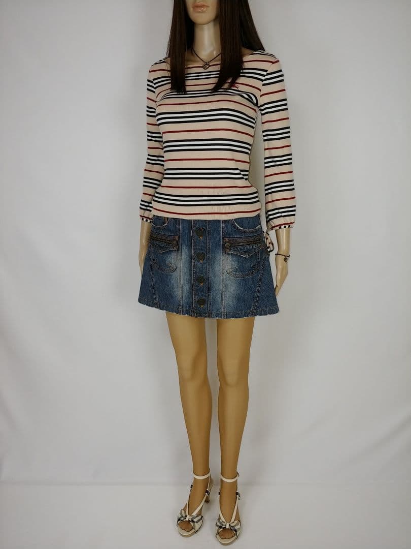 バーバリーブルーレーベル フロントボタンデニムミニスカート