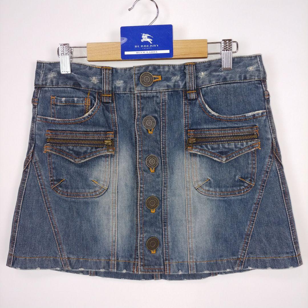 バーバリーブルーレーベル フロントボタンデニムミニスカート