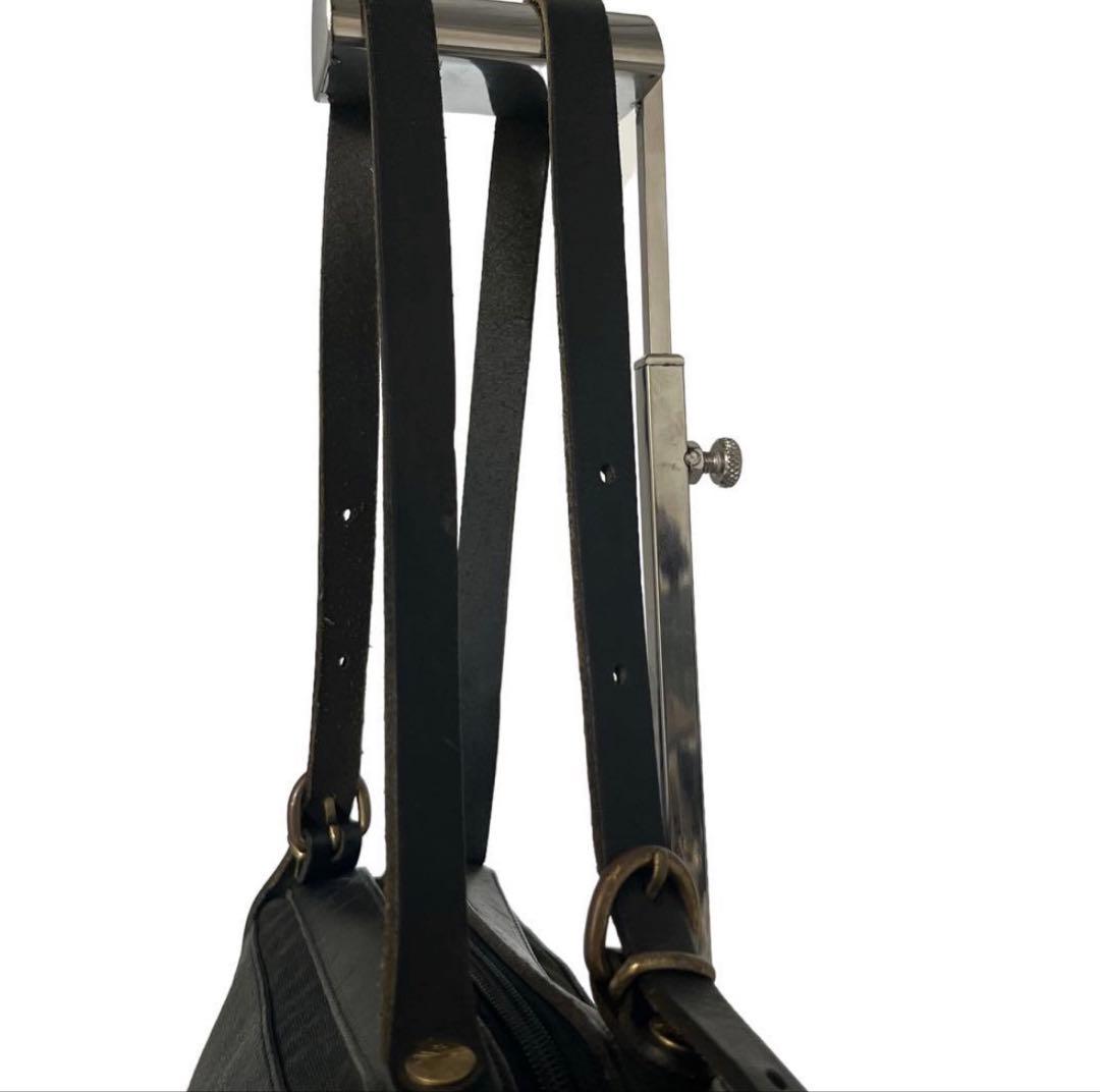 希少　イルビゾンテ　ハンドバッグ　ミニボストン　レザー　キャンバス　ブラック