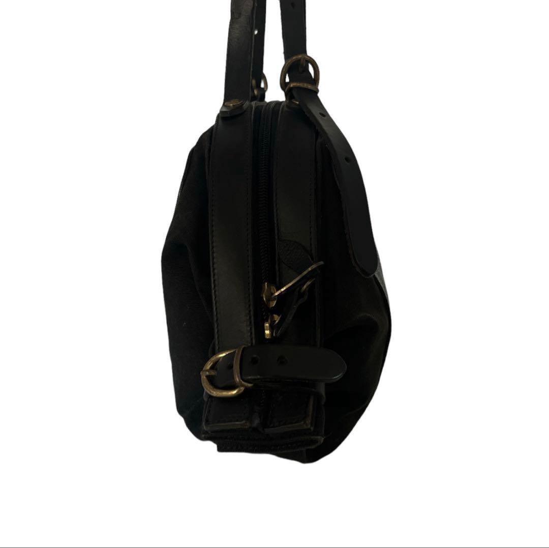 希少　イルビゾンテ　ハンドバッグ　ミニボストン　レザー　キャンバス　ブラック