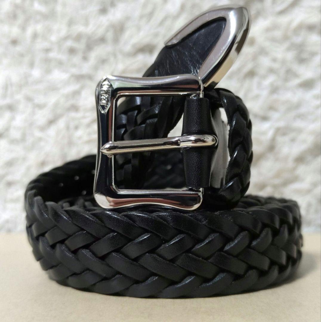 美品 希少23MM J&MDAVIDSON メッシュベルト プンターレ 本革 黒