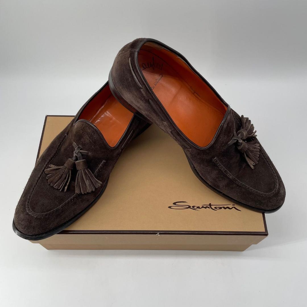 16072✨良品✨サントーニ スエード タッセルローファー 6 1/2 ブラウン