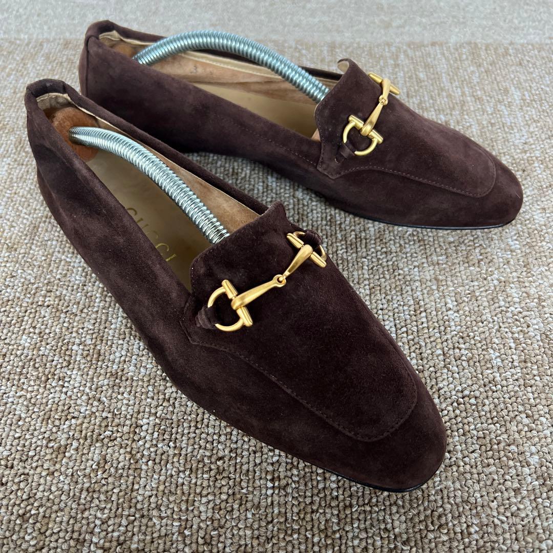 GUCCIブラウン スエード ローファー MADE IN ITALY37.5